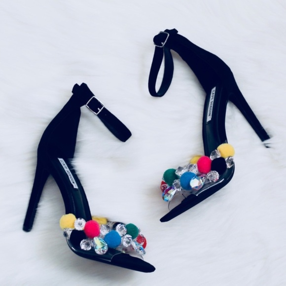 Fiesta Pom Pom Ankle Strap  Heels - Picture 2 of 4